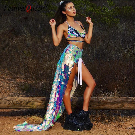 Long Sequin Skirt Skirts - The Burner Shop