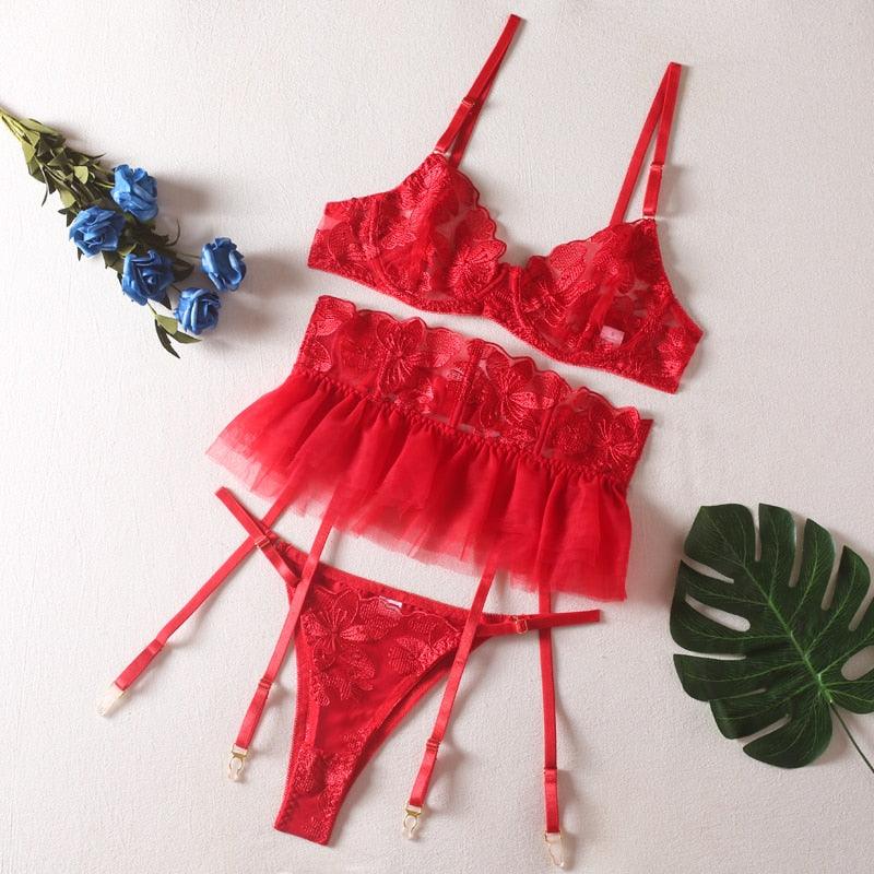 Luxury 3 Piece Lace Lingerie Bras - The Burner Shop