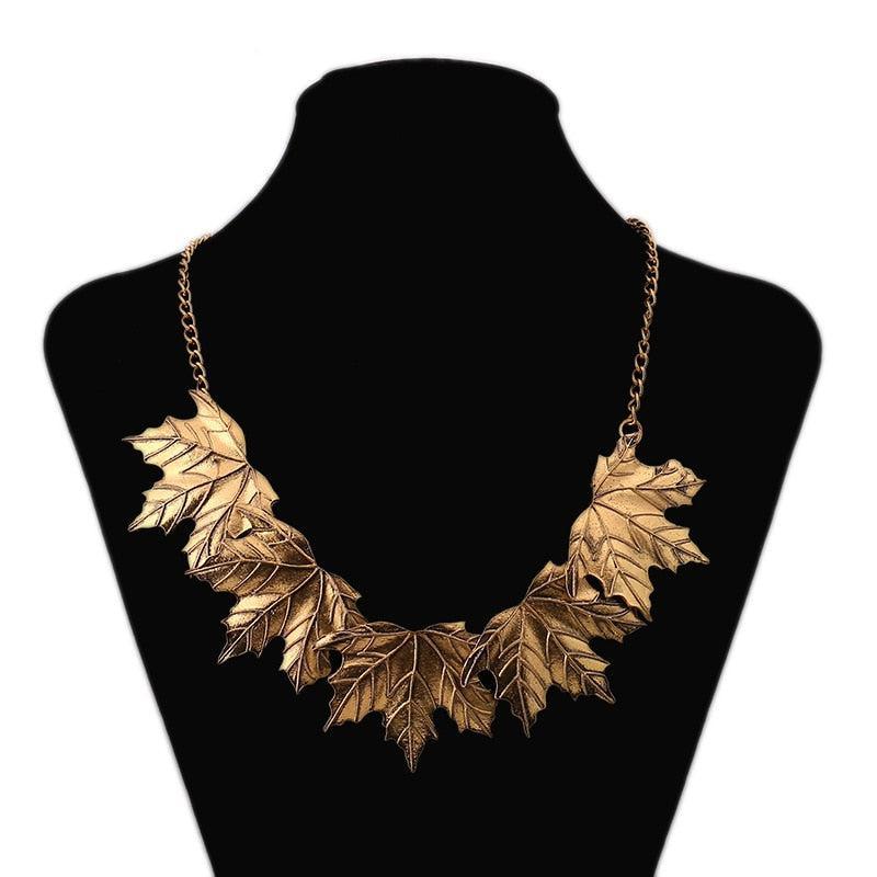 Maple Leaf Chain Statement Necklace Necklaces - The Burner Shop