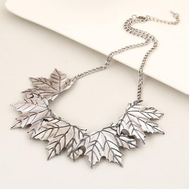Maple Leaf Chain Statement Necklace Necklaces - The Burner Shop
