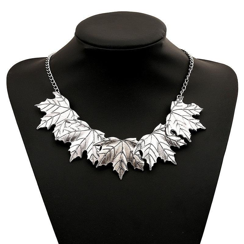 Maple Leaf Chain Statement Necklace Necklaces - The Burner Shop