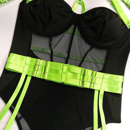 Mesh Backless Halter-neck Bodysuit Bodysuit - The Burner Shop