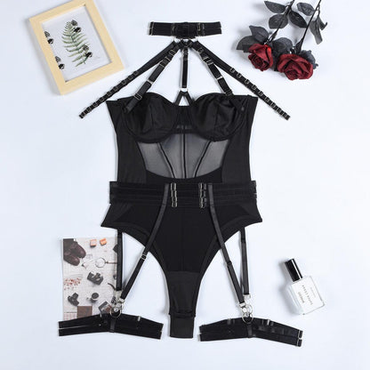Mesh Backless Halter-neck Bodysuit Bodysuit - The Burner Shop