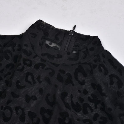 Mesh Leopard See-Through Velour Jumpsuit Jumpsuit - The Burner Shop