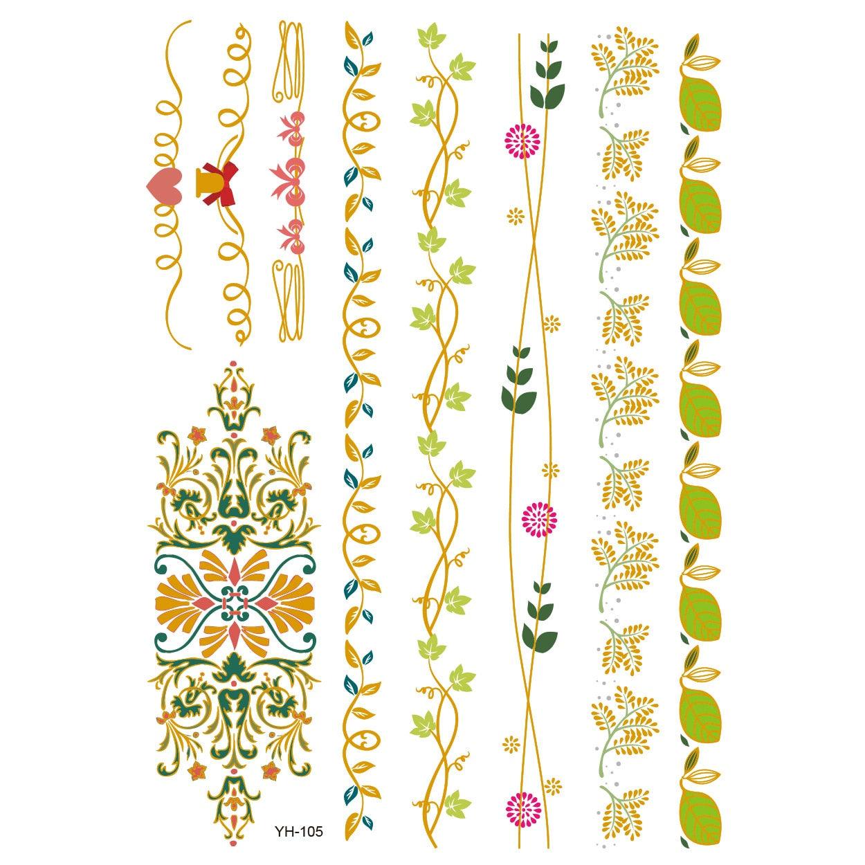 Metallic Body Art Tattoo Sticker Tattoos - The Burner Shop