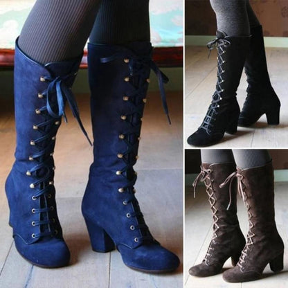 Mid-Calf Lace Up Boots Boots - The Burner Shop
