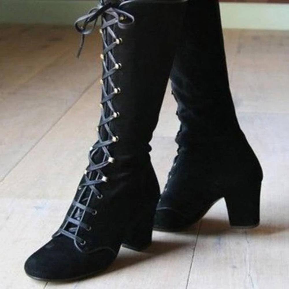 Mid-Calf Lace Up Boots Boots - The Burner Shop