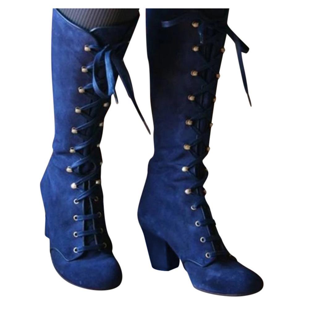 Mid-Calf Lace Up Boots Boots - The Burner Shop