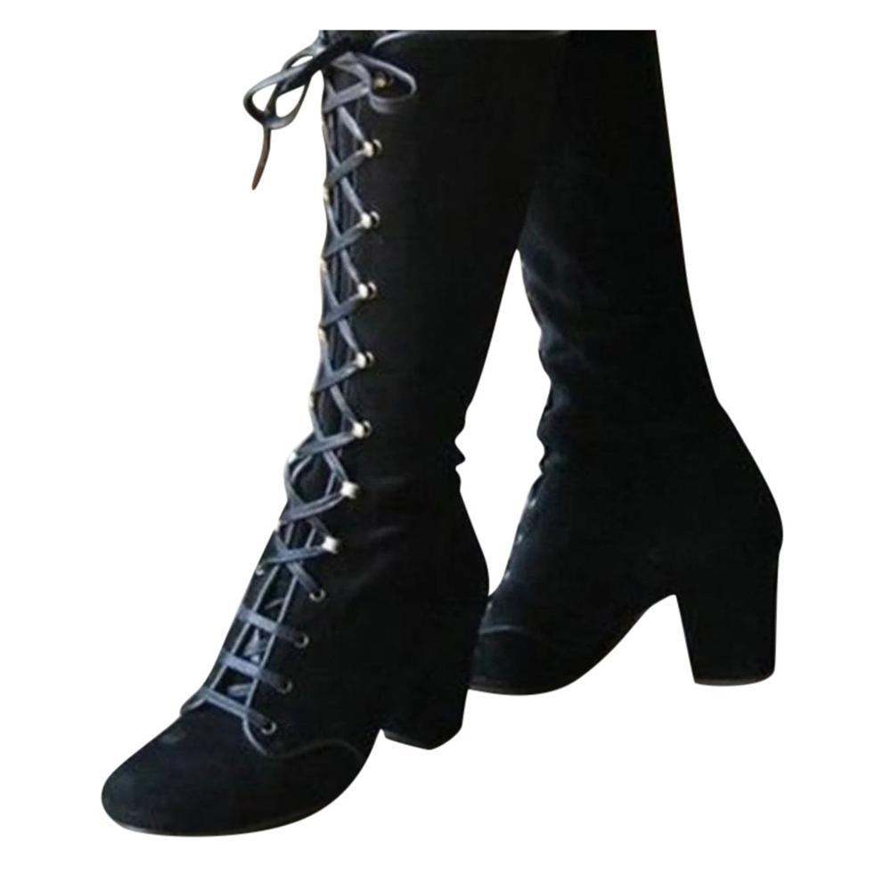 Mid-Calf Lace Up Boots Boots - The Burner Shop