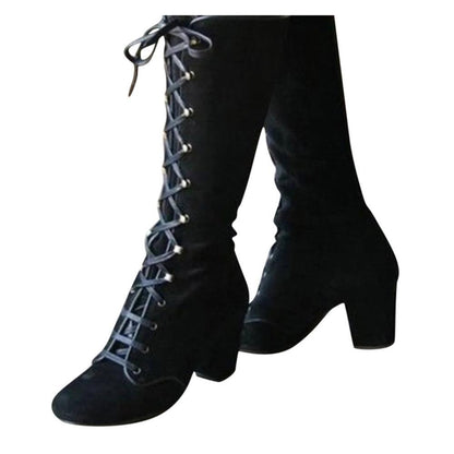 Mid-Calf Lace Up Boots Boots - The Burner Shop
