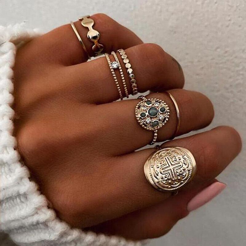 Multi-Piece Vintage Bohemian Rings Rings - The Burner Shop
