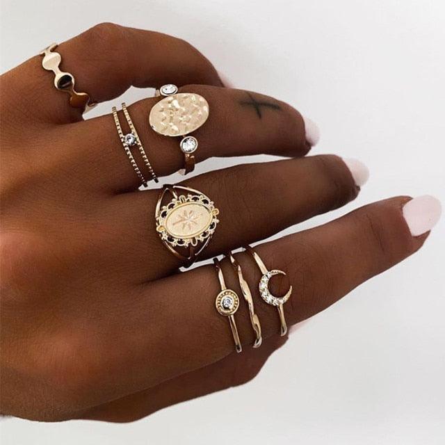 Multi-Piece Vintage Bohemian Rings Rings - The Burner Shop