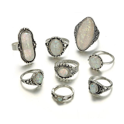 Opal Crystal Stone Ring Set Rings - The Burner Shop