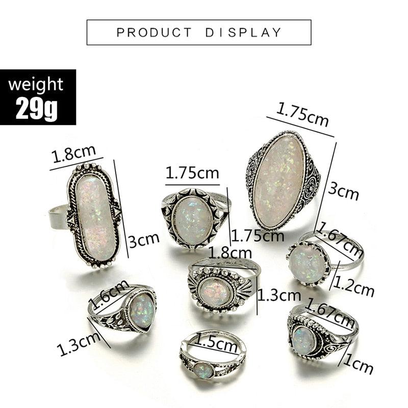 Opal Crystal Stone Ring Set Rings - The Burner Shop