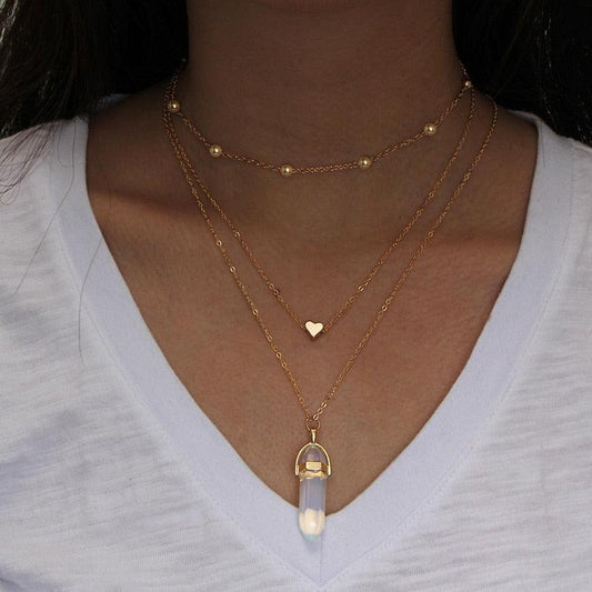 Opal Stone Boho Multi Layer Necklaces Necklaces - The Burner Shop