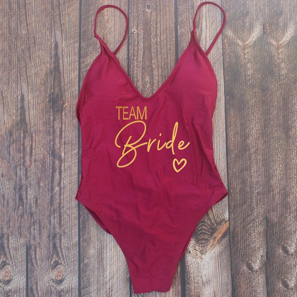 Padded Bride / Team Bride One Piece Swimsuit Swimwear - The Burner Shop
