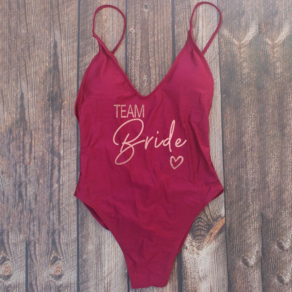 Padded Bride / Team Bride One Piece Swimsuit Swimwear - The Burner Shop