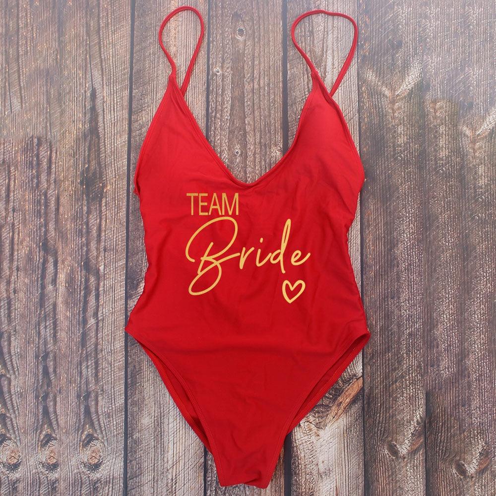 Padded Bride / Team Bride One Piece Swimsuit Swimwear - The Burner Shop