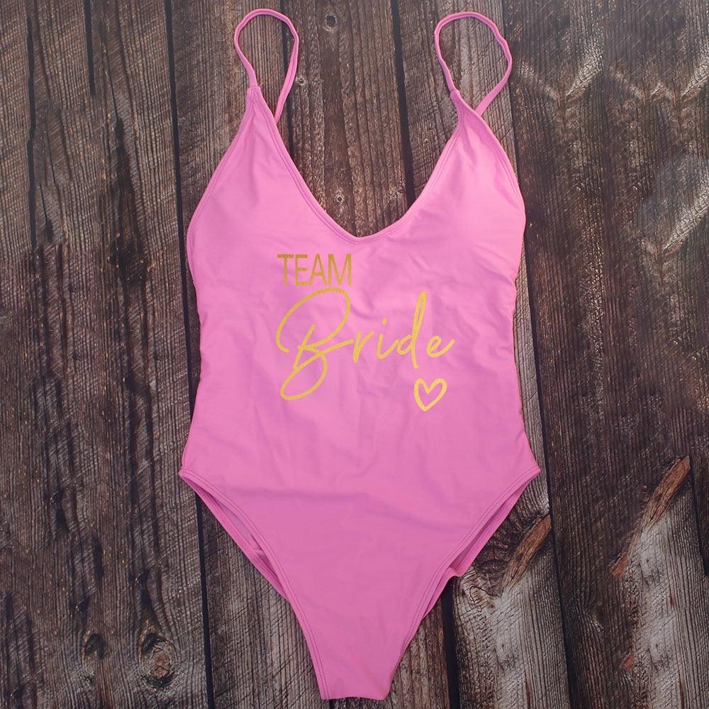 Padded Bride / Team Bride One Piece Swimsuit Swimwear - The Burner Shop