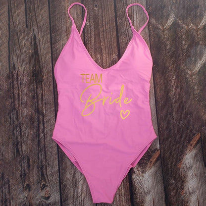 Padded Bride / Team Bride One Piece Swimsuit Swimwear - The Burner Shop
