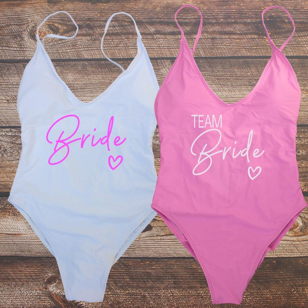 Padded Bride / Team Bride One Piece Swimsuit Swimwear - The Burner Shop