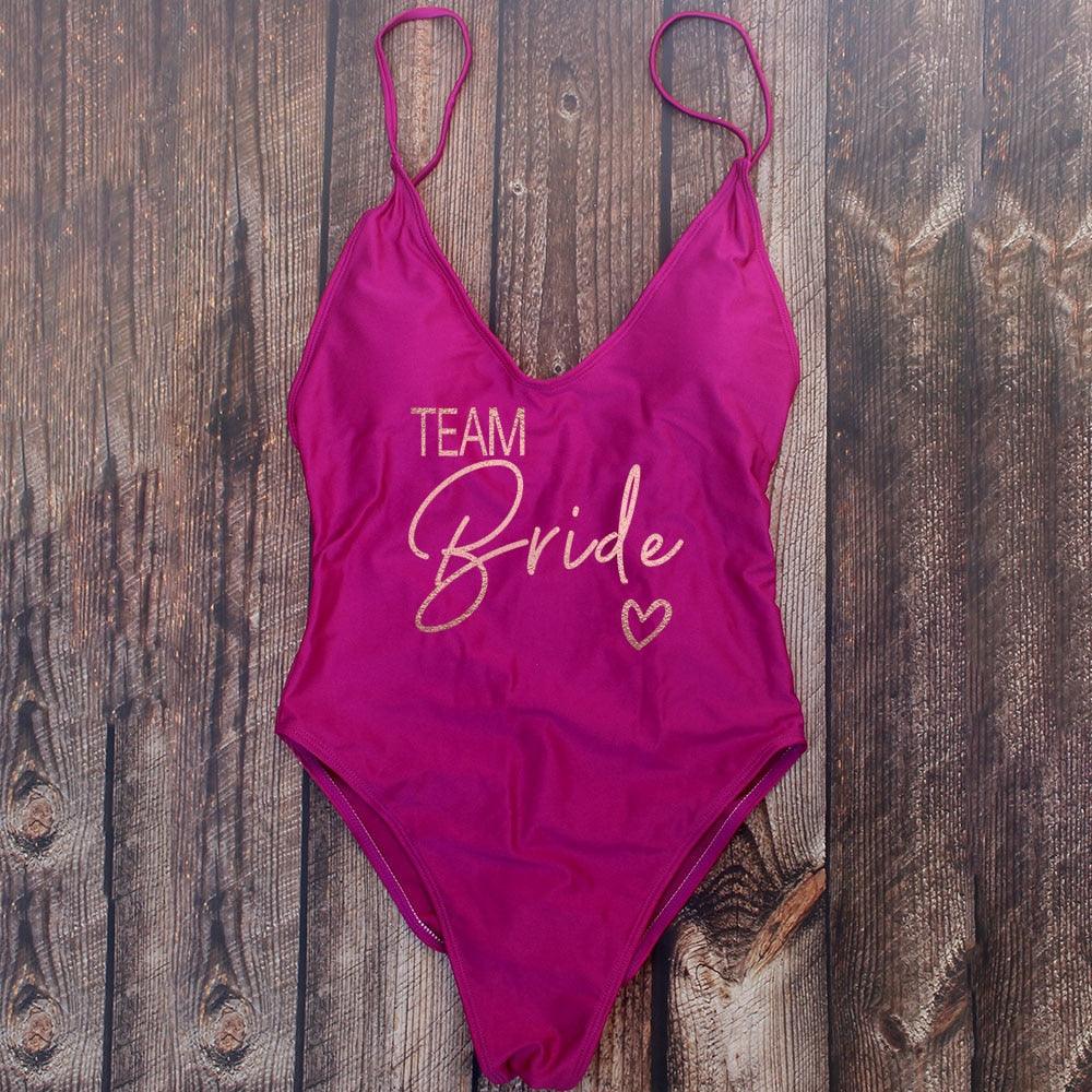 Padded Bride / Team Bride One Piece Swimsuit Swimwear - The Burner Shop