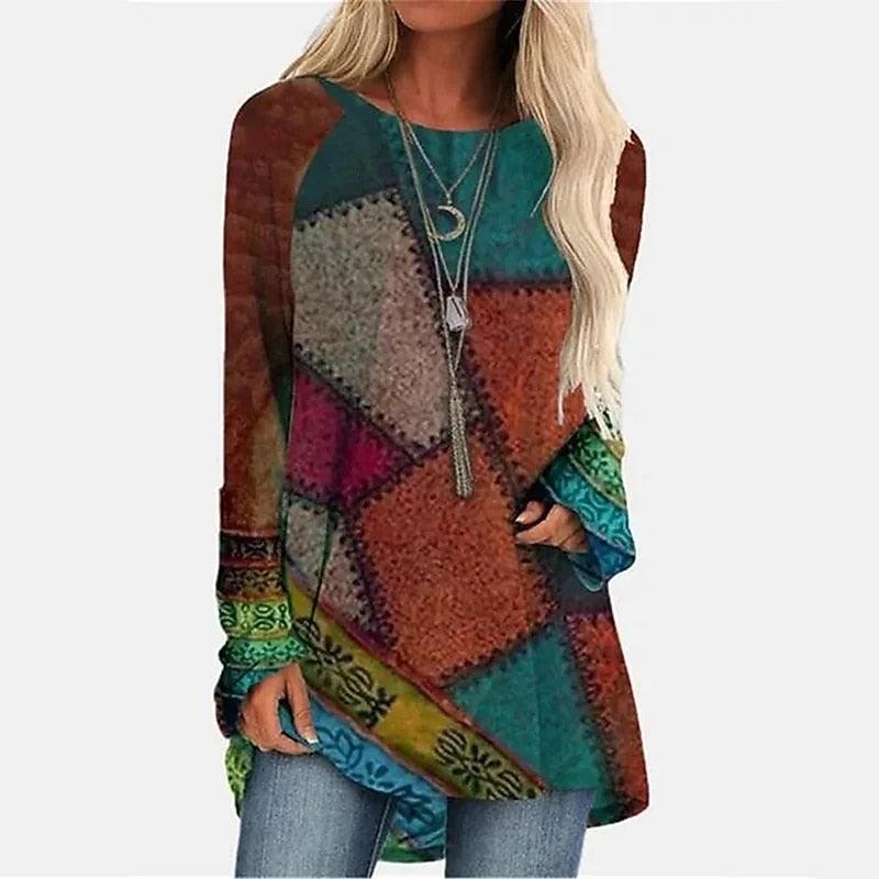 Patchwork Long Sleeve Sweater Sweaters - The Burner Shop