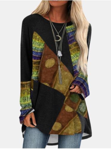 Patchwork Long Sleeve Sweater Sweaters - The Burner Shop
