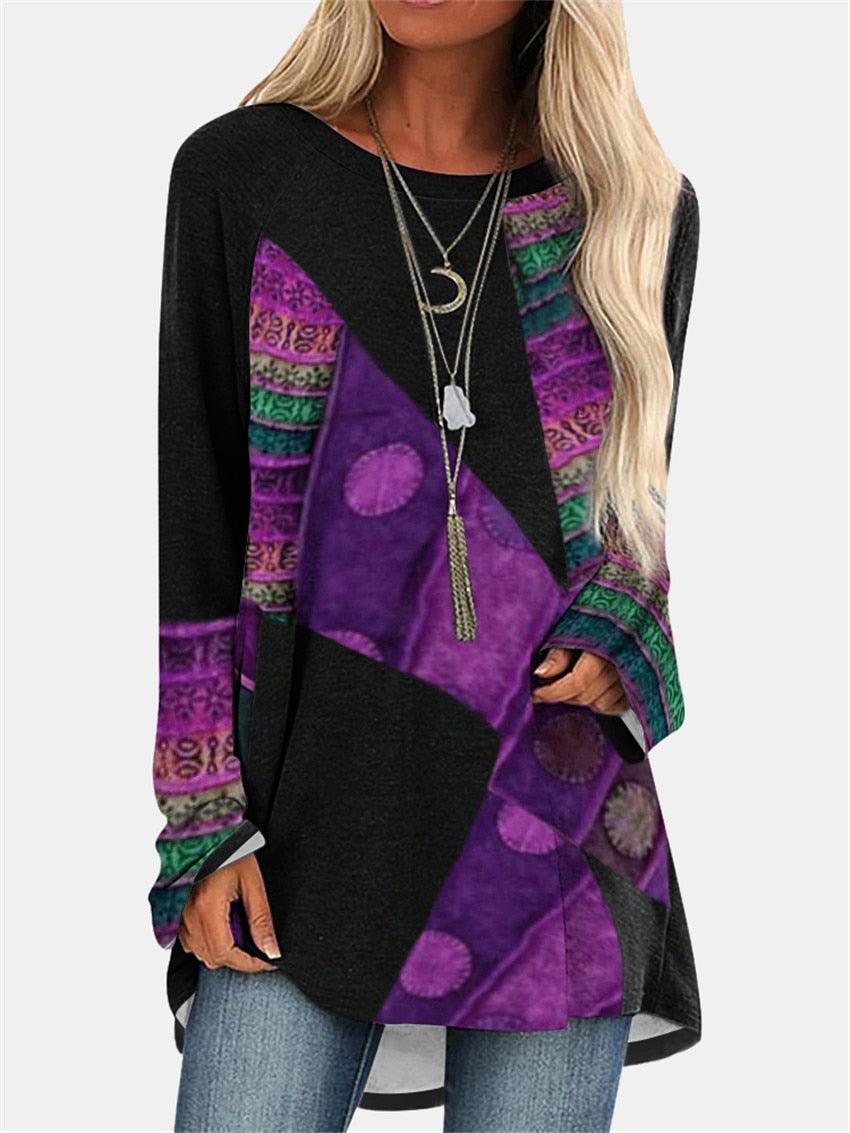 Patchwork Long Sleeve Sweater Sweaters - The Burner Shop
