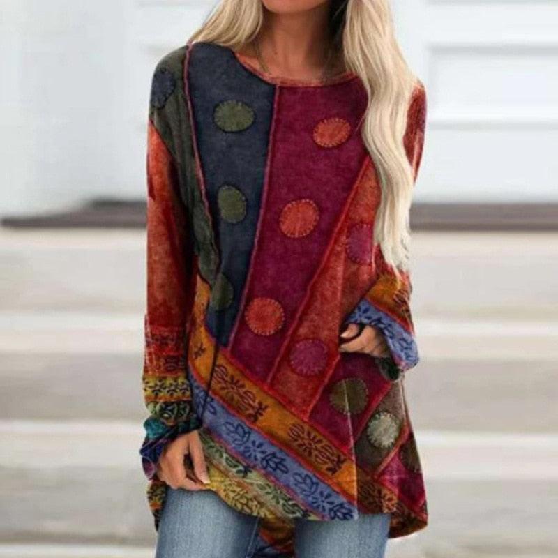 Patchwork Long Sleeve Sweater Sweaters - The Burner Shop