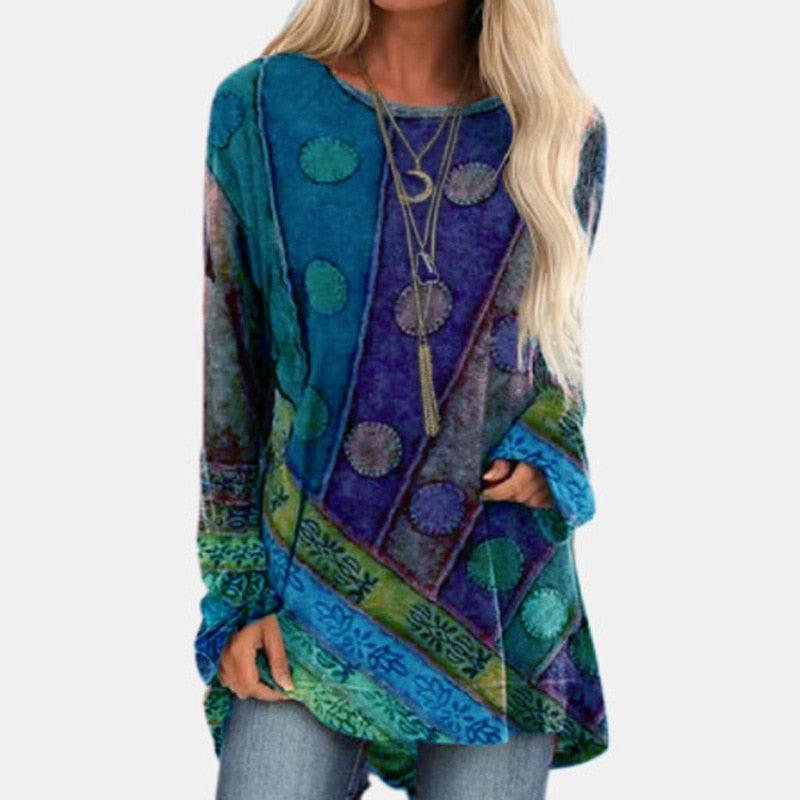 Patchwork Long Sleeve Sweater Sweaters - The Burner Shop