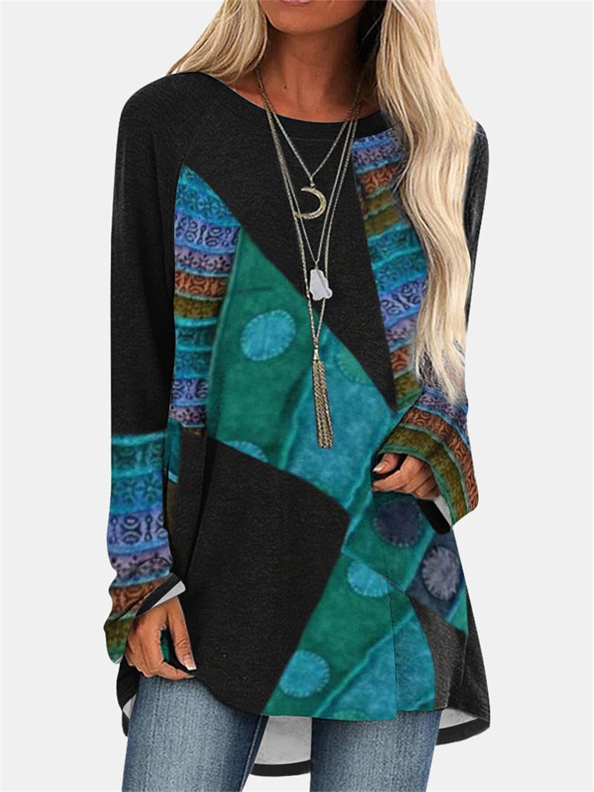 Patchwork Long Sleeve Sweater Sweaters - The Burner Shop