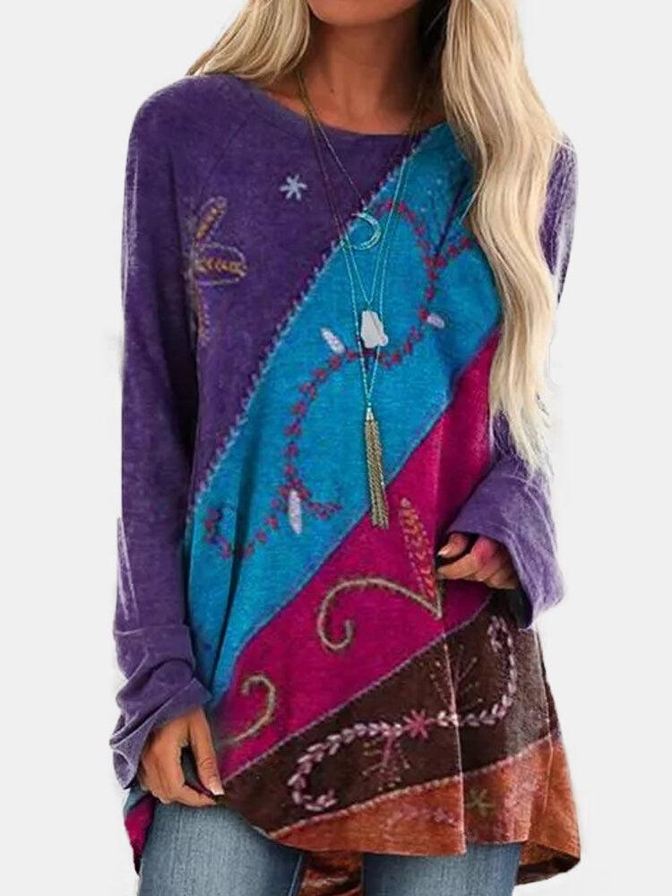 Patchwork Long Sleeve Sweater Sweaters - The Burner Shop