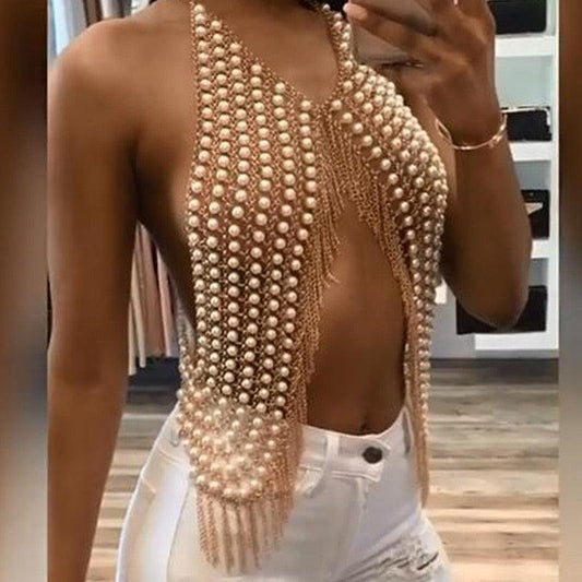 Pearl Mesh Tassel Body Jewelry Body Jewelry - The Burner Shop