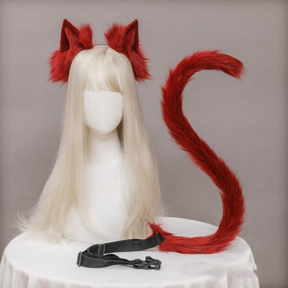 Plush Cat Ears & Tail Headpiece - The Burner Shop