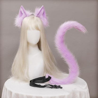 Plush Cat Ears & Tail Headpiece - The Burner Shop