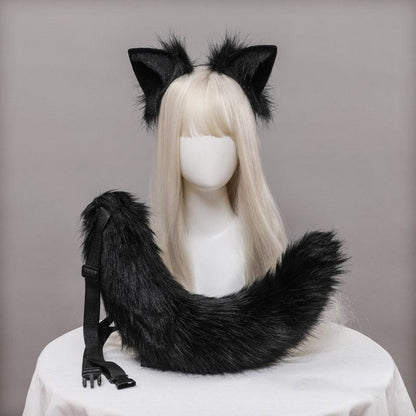 Plush Cat Ears & Tail Headpiece - The Burner Shop