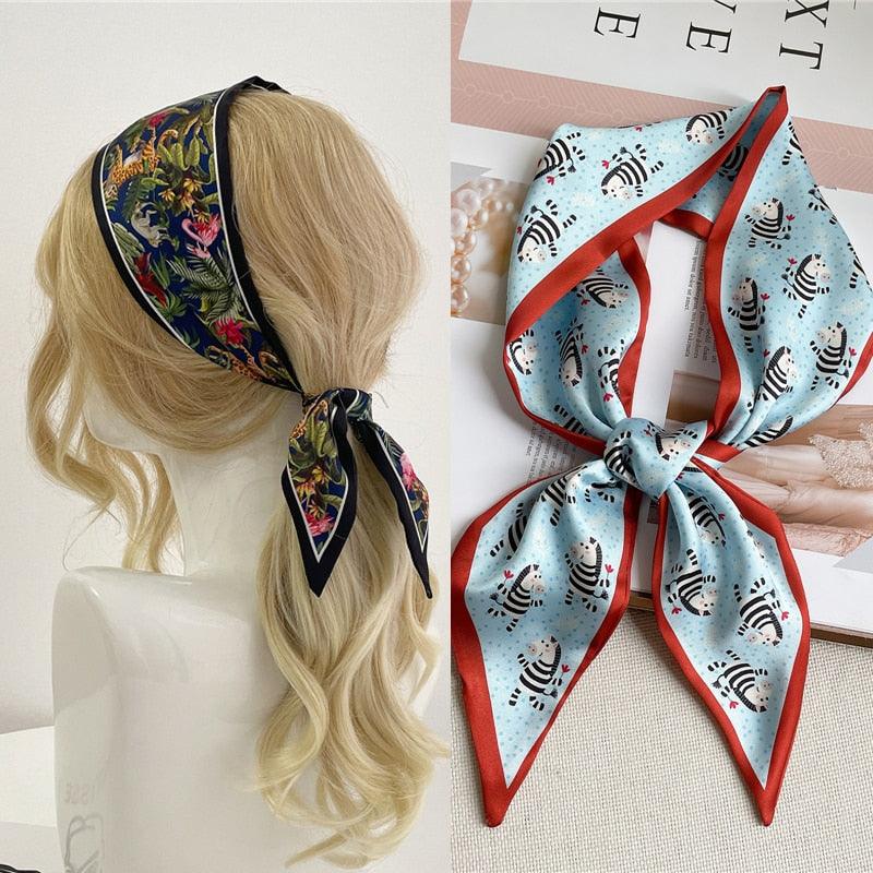 Print Silky Hair Band Scarf Hair Accessory - The Burner Shop