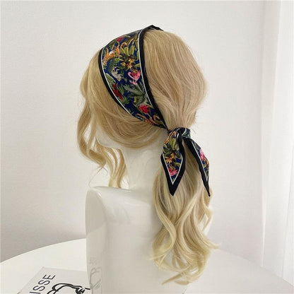 Print Silky Hair Band Scarf Hair Accessory - The Burner Shop