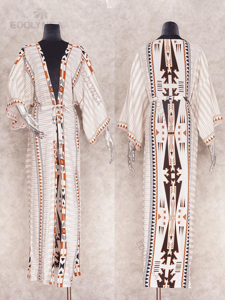 Printed Long Loose Cardigan Cardigans - The Burner Shop