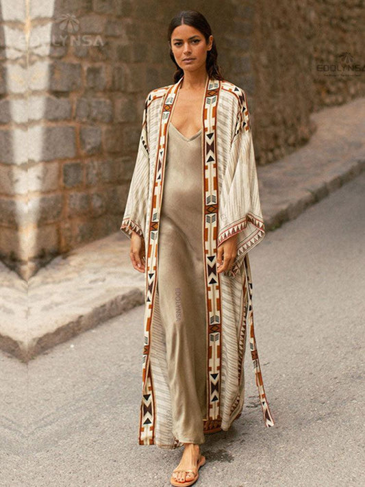 Printed Long Loose Cardigan Cardigans - The Burner Shop