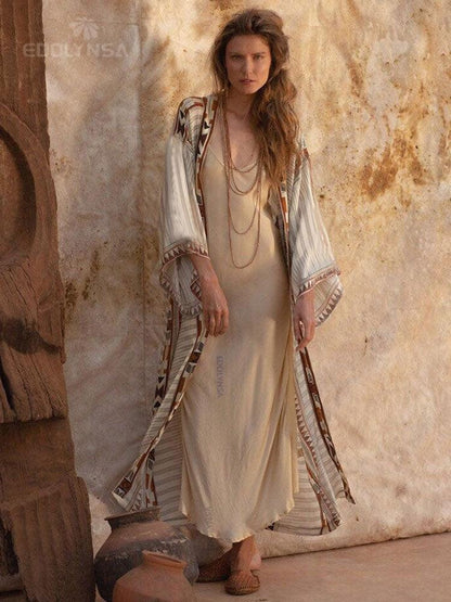 Printed Long Loose Cardigan Cardigans - The Burner Shop