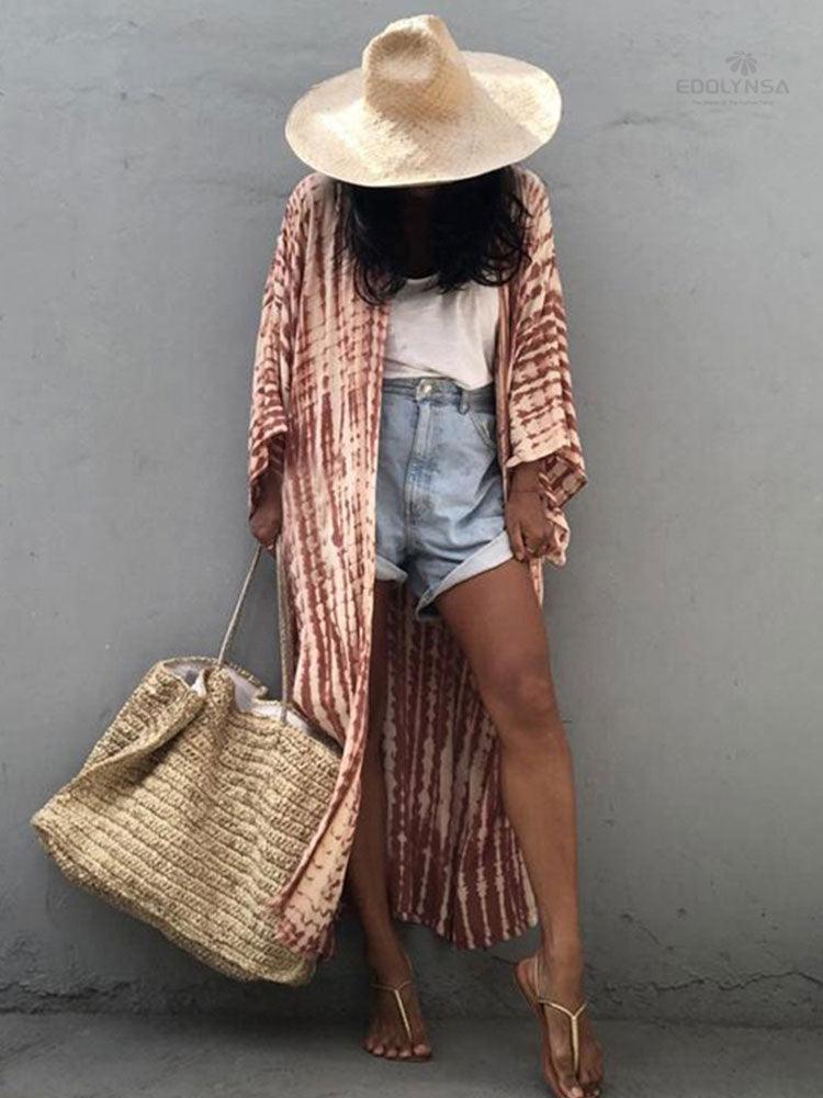 Printed Long Loose Cardigan Cardigans - The Burner Shop