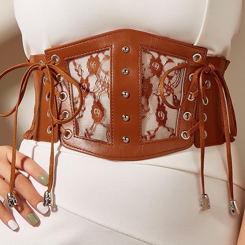 Punk Leather Corset Belt Belts - The Burner Shop