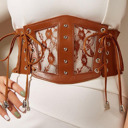 Punk Leather Corset Belt Belts - The Burner Shop