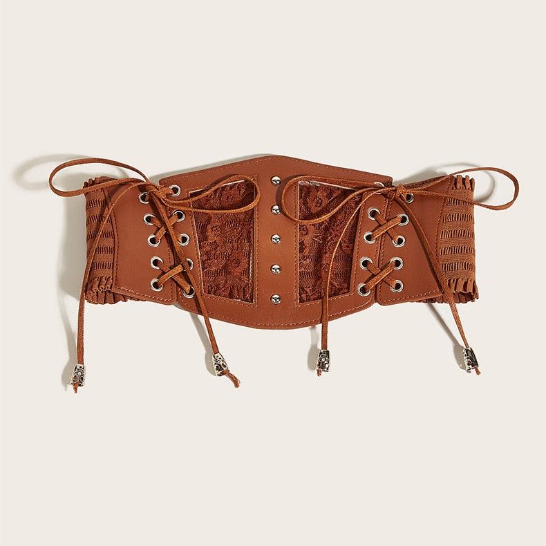 Punk Leather Corset Belt Belts - The Burner Shop