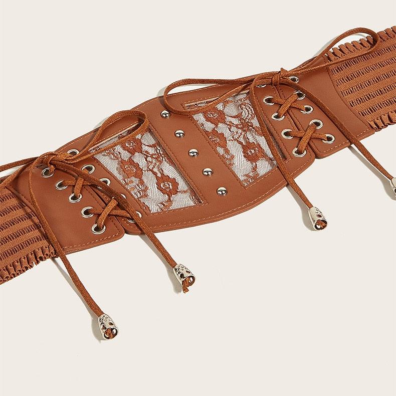 Punk Leather Corset Belt Belts - The Burner Shop