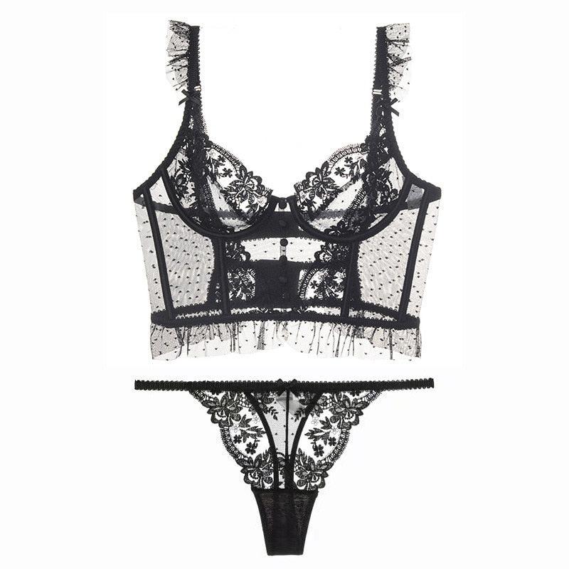 Push-Up Lace Bustier & Panty Bras - The Burner Shop