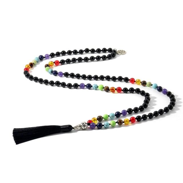 Rainbow & White/Black/Turquoise Beaded Necklace Necklaces - The Burner Shop