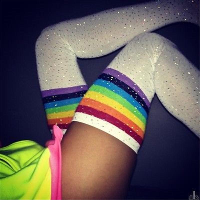 Rees Rhinestone Thigh High Stockings Stockings - The Burner Shop